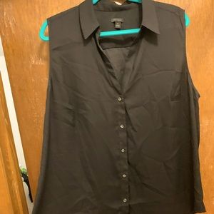 Ann Taylor Black sleeveless, collared blouse, XXL